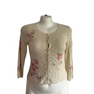 Vintage Sigrid Olsen Floral Whimsy Cardigan: Size XL